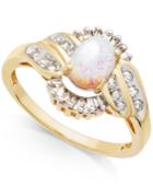 Opal (1/2 Ct. T.w.) & Diamond (1/3 Ct. T.w.) Ring In 14k Gold