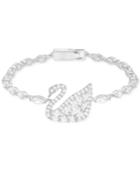Swarovski Silver-tone Crystal And Pave Swan Bracelet