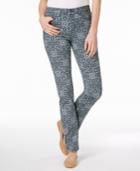 Charter Club Petite Tummy-control Printed Straight-leg Jeans, Only At Macy's