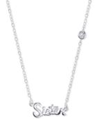 Unwritten Sister And Cubic Zirconia Pendant Necklace In Sterling Silver