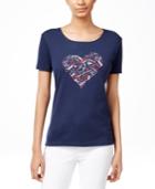 Karen Scott Petite Heart Graphic T-shirt, Only At Macy's