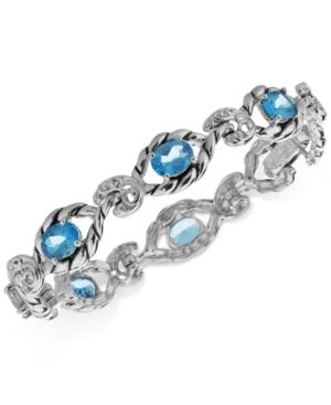 Blue Topaz Open Link Bracelet (7-3/4 Ct. T.w.) In Sterling Silver