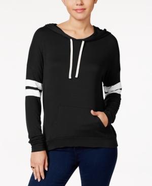 Hippie Rose Juniors' Striped-sleeve Hoodie