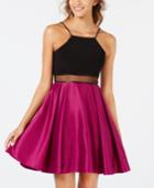 Blondie Nites Juniors' Illusion-insert Fit & Flare Dress
