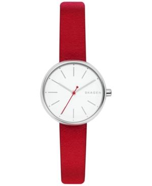 Skagen Women's Signature Red Leather Strap Watch 30mm Skw2615