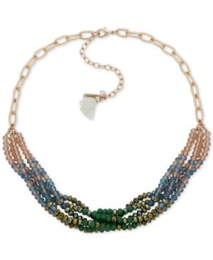 Lonna & Lilly Gold-tone Link & Tassel Multi-row Beaded Statement Necklace, 16 + 3 Extender