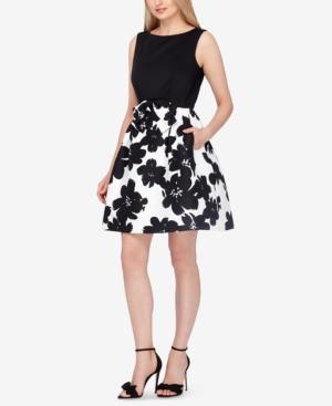 Tahari Asl Floral-skirt Fit & Flare Dress