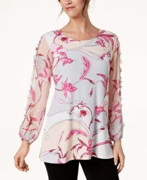 Alfani Printed Blouson-sleeve Tunic, Created For Macy's