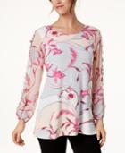 Alfani Printed Blouson-sleeve Tunic, Created For Macy's