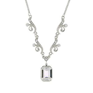 2028 Silver-tone Genuine Swarovski Elements Square Pendant Drop Necklace 16 Adjustable