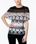Yyigal Printed Lace-inset Cape Top, A Macy's Exclusive