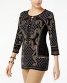 Jm Collection Studded 3/4-sleeve Tunic, Created For Macy's