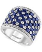 Effy Final Call Sapphire (3-5/8 Ct. T.w.) And Diamond (1/2 Ct. T.w.) Wide Band In 14k White Gold