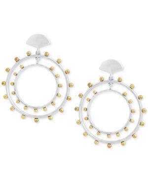 Lucky Brand Two-tone Beaded Drop Hoop Earrings