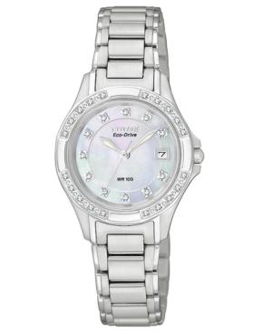 Citizen Watch, Women's Eco-drive Diamond Accent Stainless Steel Bracelet 26mm Ew2130-51d