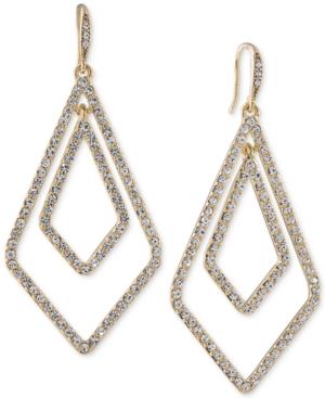 Carolee Gold-tone Pave Geometric Gypsy Hoop Earrings