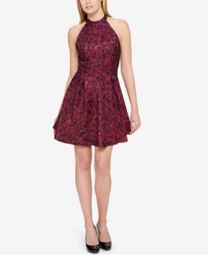 Guess Floral Jacquard Fit & Flare Dress