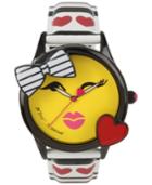 Betsey Johnson Women's Heart & Stripe Printed Imitation Leather Strap Watch 40mm Bj00610-01