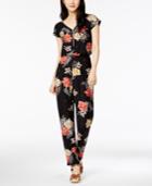 Derek Heart Juniors' Printed Short-sleeve Jumpsuit