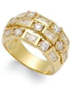 14k Gold Over Sterling Silver Ring, Cubic Zirconia 3-row Ring (3 Ct. T.w.)