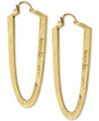Vince Camuto Gold-tone Textured Elongated Oval Hoop Earrings