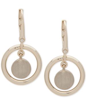 Dkny Gold-tone Orbital Drop Earrings, Created For Macy's