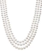 Belle De Mer Cultured Freshwater Pearl Three-strand Necklace In Sterling Silver (4-8mm)