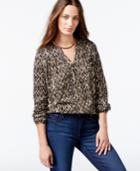 Lucky Brand Ikat-print Peasant Blouse