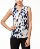 Nine West Plus Size Printed Twist-front Top