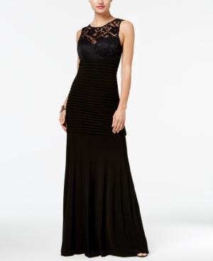 B Darlin Juniors' Banded Lace Illusion Gown