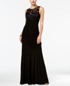 B Darlin Juniors' Banded Lace Illusion Gown