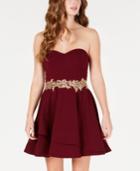B Darlin Juniors' Embroidered-waist Fit & Flare Dress