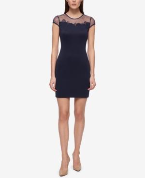 Guess Cap-sleeve Illusion Scuba Sheath Dress