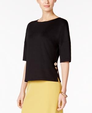 Kasper Plus Size Button-side Top