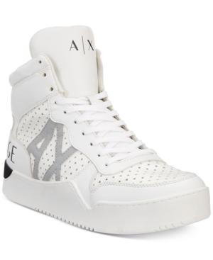Armani Exchange Men's Logo High-top Perforated Sneakers Men's Shoes