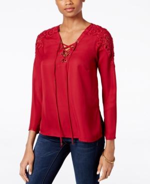 Kut From The Kloth Crochet-trim Lace-up Top