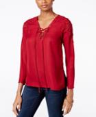 Kut From The Kloth Crochet-trim Lace-up Top