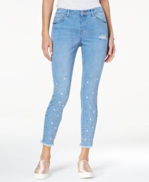 Vanilla Star Juniors' Studded Skinny Cropped Jeans