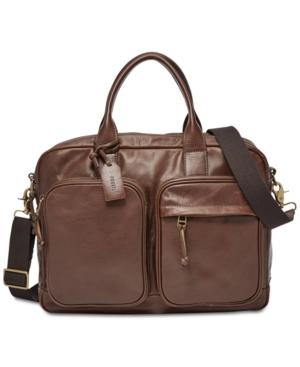 Fossil Men's Defender Leather Double Zip Workbag
