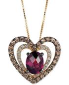 Le Vian Rhodolite (1 Ct. T.w.) And Diamond (5/8 Ct. T.w.) Heart Pendant Necklace In 14k Gold