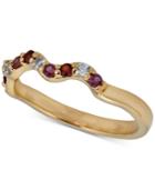 Multi-gemstone Wavy Band (1/4 Ct. T.w.) In 14k Gold-plated Sterling Silver