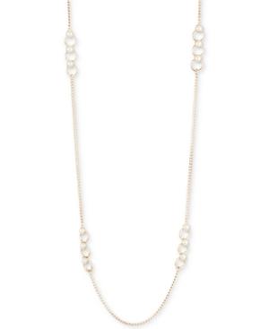 Dkny Gold-tone Imitation Pearl Ring Long Statement Necklace, Created For Macy's