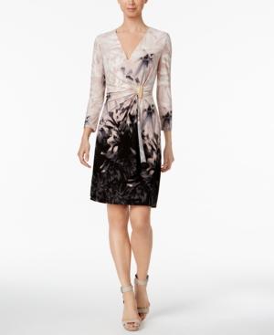 Calvin Klein Printed Faux-wrap Dress, Regular & Petite Sizes