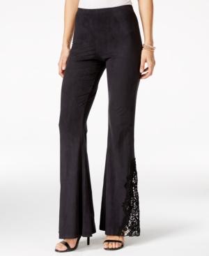 Material Girl Juniors' Lace-inset Flare-leg Pants, Only At Macy's