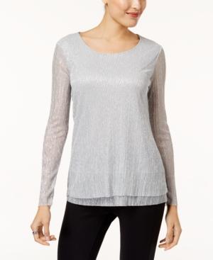 Jm Collection Metallic Plisse Top, Created For Macy's