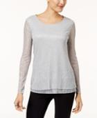 Jm Collection Metallic Plisse Top, Created For Macy's