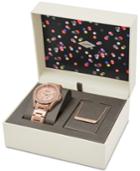 Fossil Women's Riley Rose Gold-tone Stainless Steel Bracelet Watch & Necklace Box Set 38mm Es4138set, First At Macy's