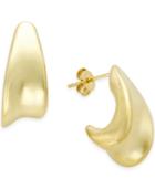 Three-dimensional Geometric J-hoop Earrings In 14k Gold