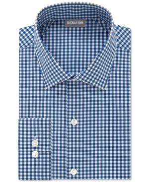 Kenneth Cole Reaction Men's Techni-cole Slim-fit Performance Blue Check Dress Shirt
