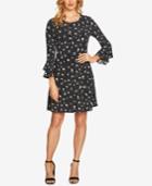 Cece Printed Bell-sleeve Shift Dress